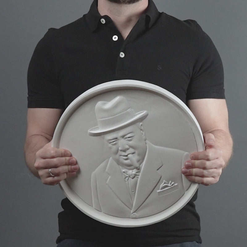 Winston Churchill with Cigar Wall Sculpture – Bas-Relief of the British Bulldog of WWII
