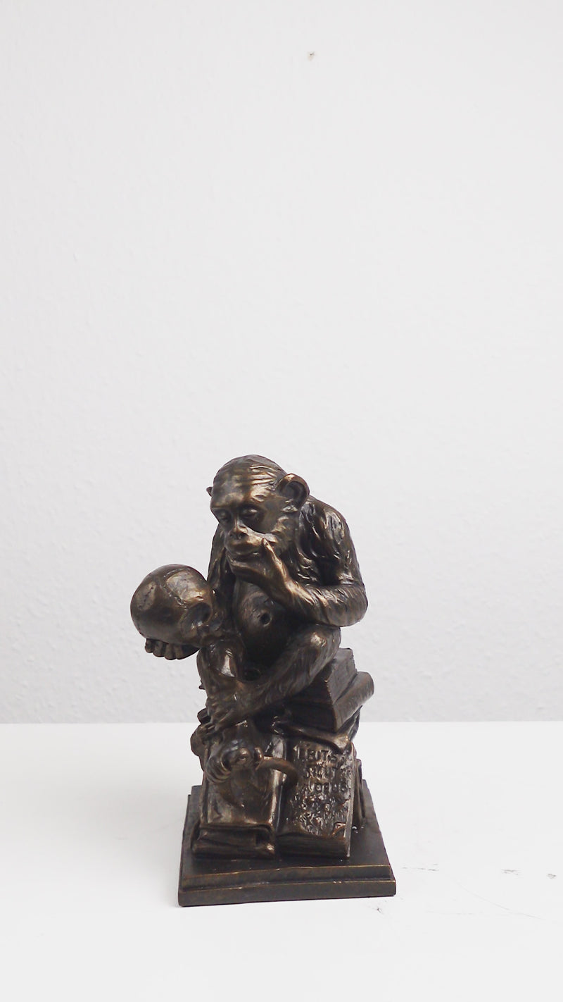 Ape with Skull Statue (Affe mit Schädel Monkey Sculpture by Hugo Rheinhold)