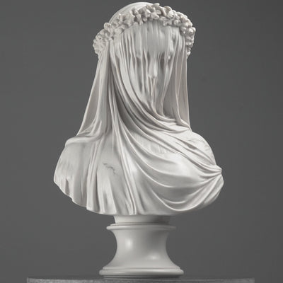 The Veiled Maiden Bust Statue (The Bride) - Veined & Polished