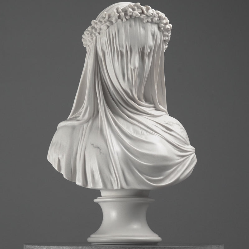 The Veiled Maiden Bust Statue (The Bride) - Veined & Polished