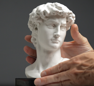 David Bust By Michelangelo on Black Marble Base (Small)