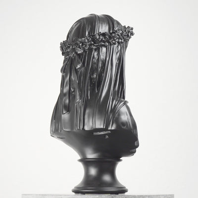 Veiled Lady Bust Sculpture in Black