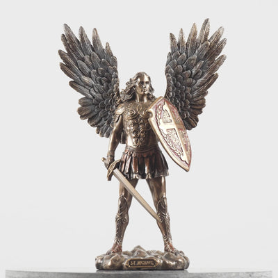 St. Michael the Archangel Sculpture – Defender of Heaven (Cold Cast Bronze Statue, Small)