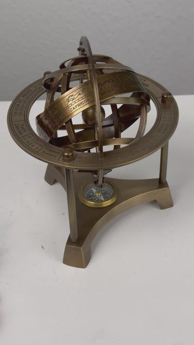Armillary Sphere with Compass (Brass)
