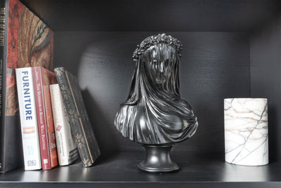 Veiled Lady Bust Sculpture in Black