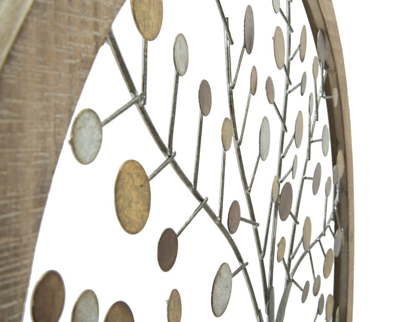 Metallic Tree Wall Decor (in Round Wooden Frame)