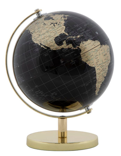 Gold & Black Earth World Globe