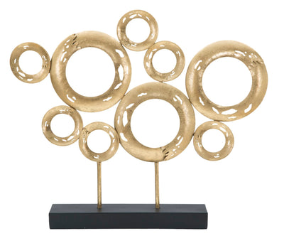 Geometric Gold Circles Decor Sculpture