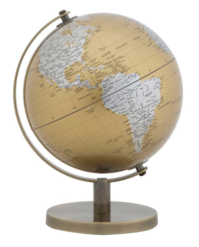 Bronze & Silver Earth World Globe