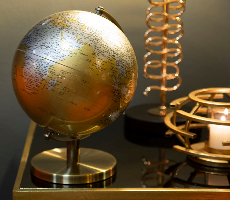 Bronze & Silver Earth World Globe