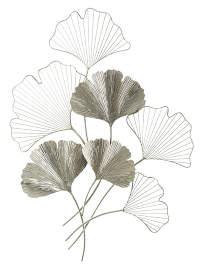 Silver Flower & Leaves Wall Decor