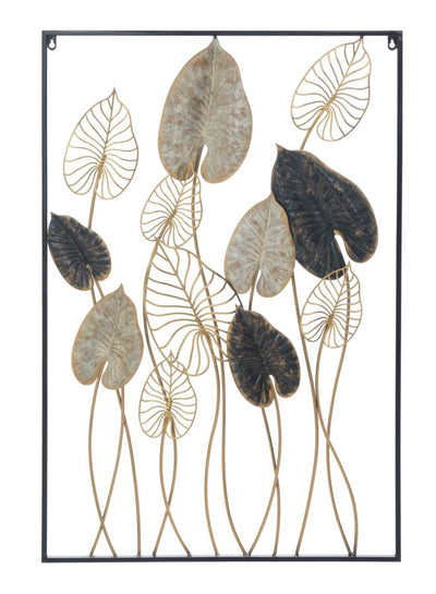 Plant Leaf Metallic Modern Wall Decoration ( with Square Frame)