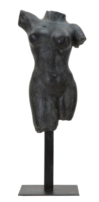 Nude Woman Torso Statue (Black Resin Sculpture)