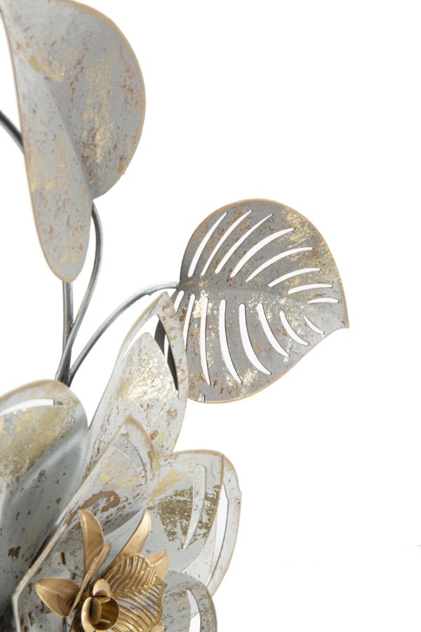 Metal Flower Wall Decor (Silver White & Gold)