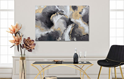 Modern Gold Grey Marble Canvas Painting
