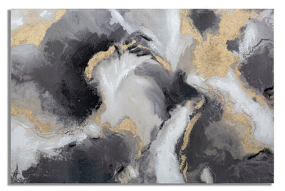 Modern Gold Grey Marble Canvas Painting