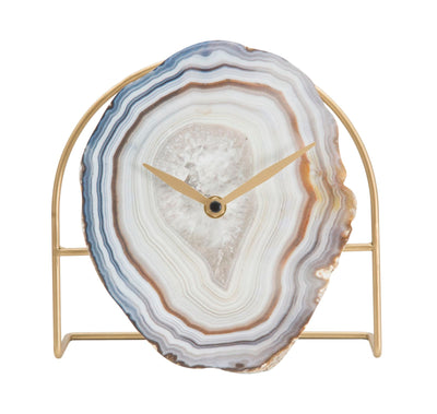 Golden Accented Marble Table Clock