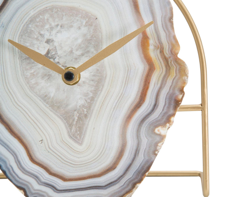 Golden Accented Marble Table Clock