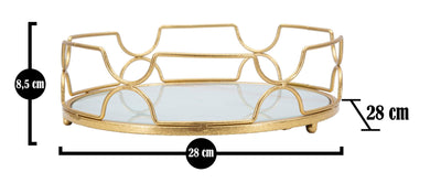 Gold Modern Metal Tray with Glass Top
