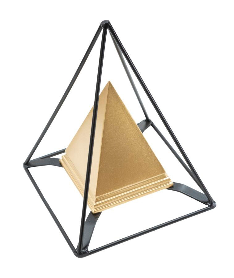 Gold Pyramid Decor with Black Frame (Resin Statue)