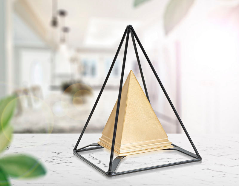 Gold Pyramid Decor with Black Frame (Resin Statue)