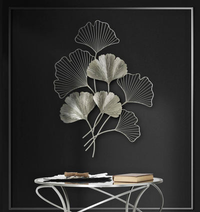 Silver Flower & Leaves Wall Decor