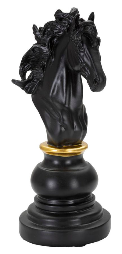 Horse Chess Piece Statue (Black & Gold Sculpture)