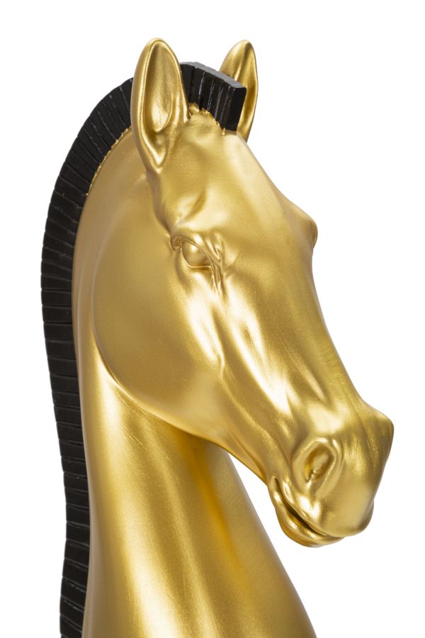 Horse Chess Piece Sculpture (Gold & Black Statue)