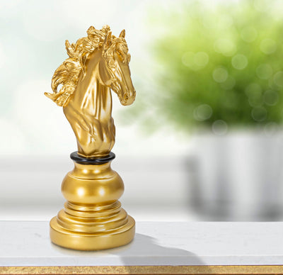 Horse Chess Piece Statue (Gold & Black Sculpture)