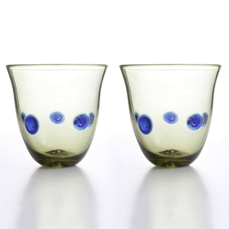 Roman Glass Cup with Blue Dots in Pair