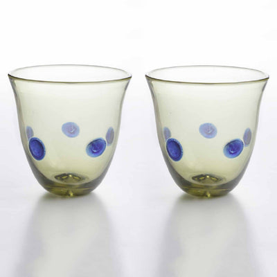 Roman Glass Cup with Blue Dots in Pair
