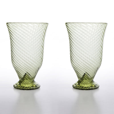 Roman Glass Cup with Linear Reliefs in Pair