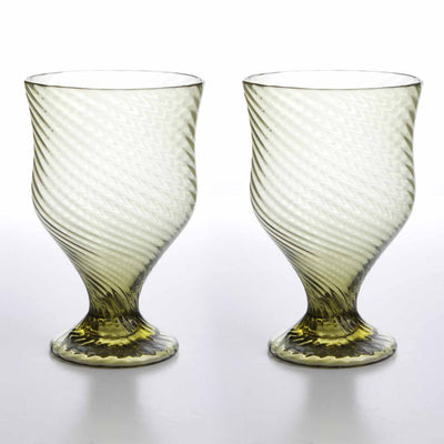 Roman Wine Goblet with Linear Reliefs in Pair