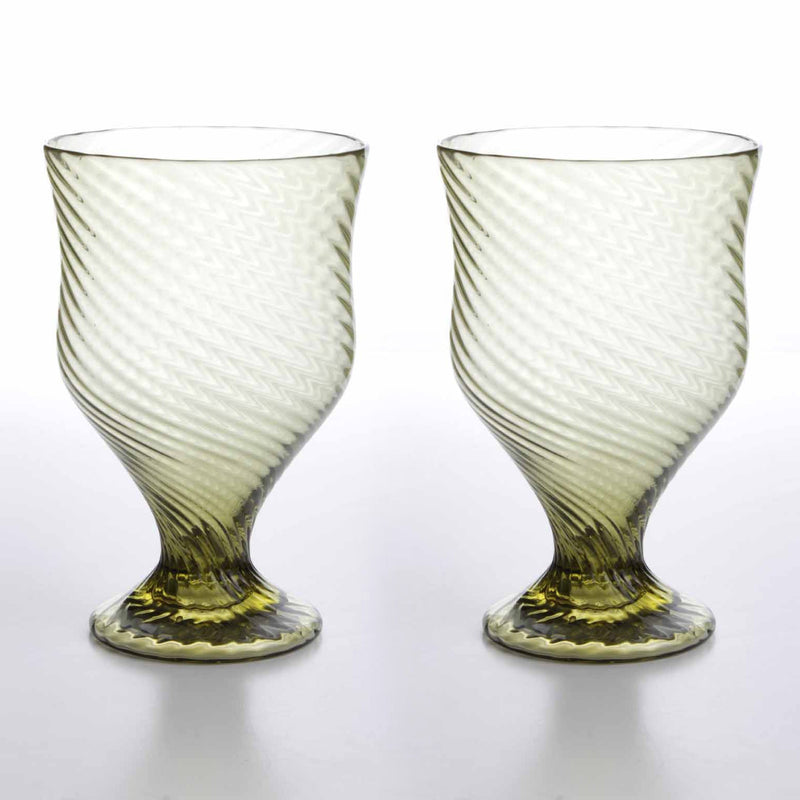 Roman Wine Goblet with Linear Reliefs in Pair