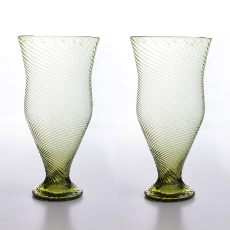 Roman Glass Cup with Linear Reliefs (Large) in Pair