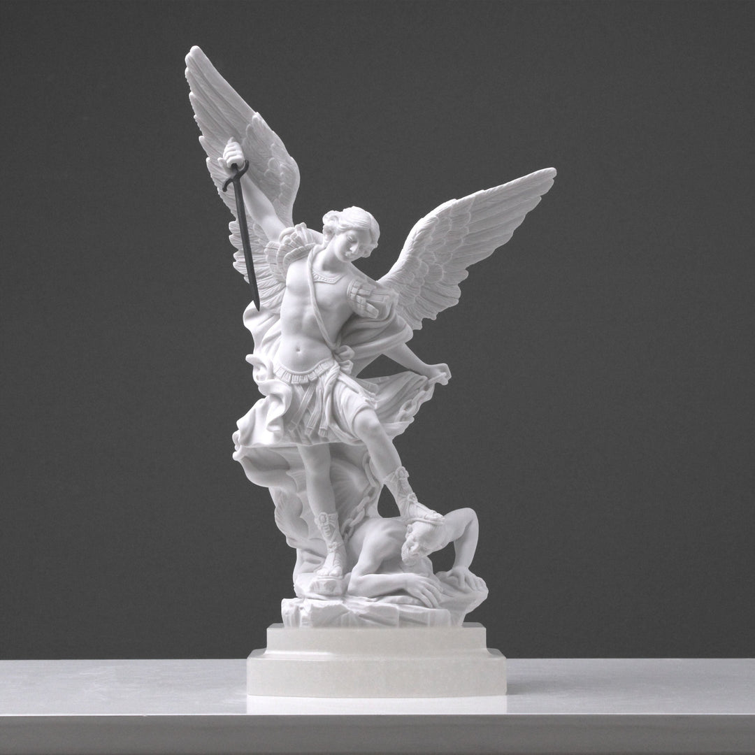 Saint Michael the Archangel marble statue sculpture – The Ancient Home