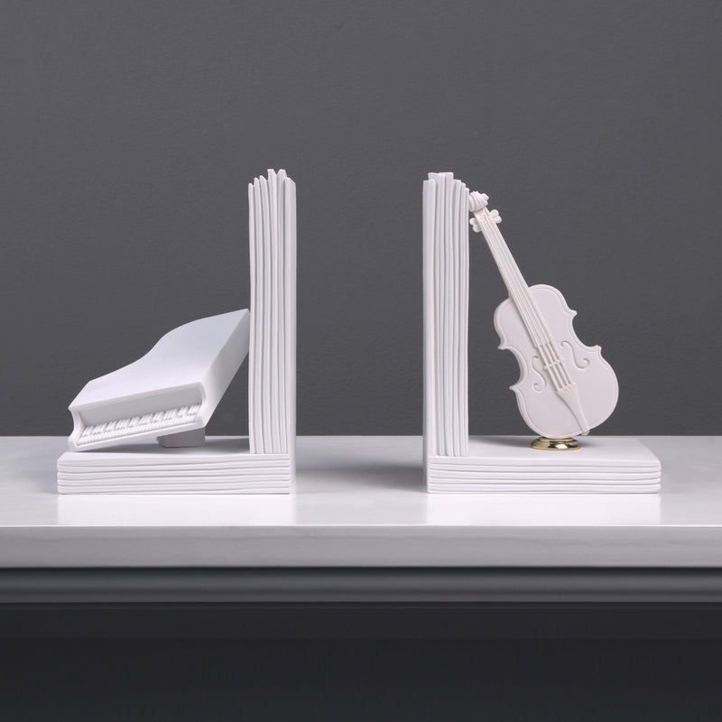 Piano and Violin Bookend in Pair