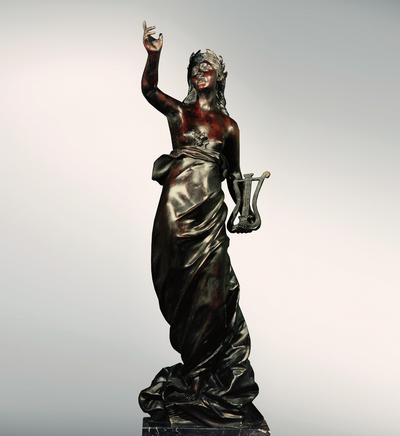 Muse with Lyre Bronze Statue