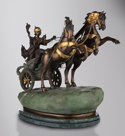 Roman Chariot Bronze Statue