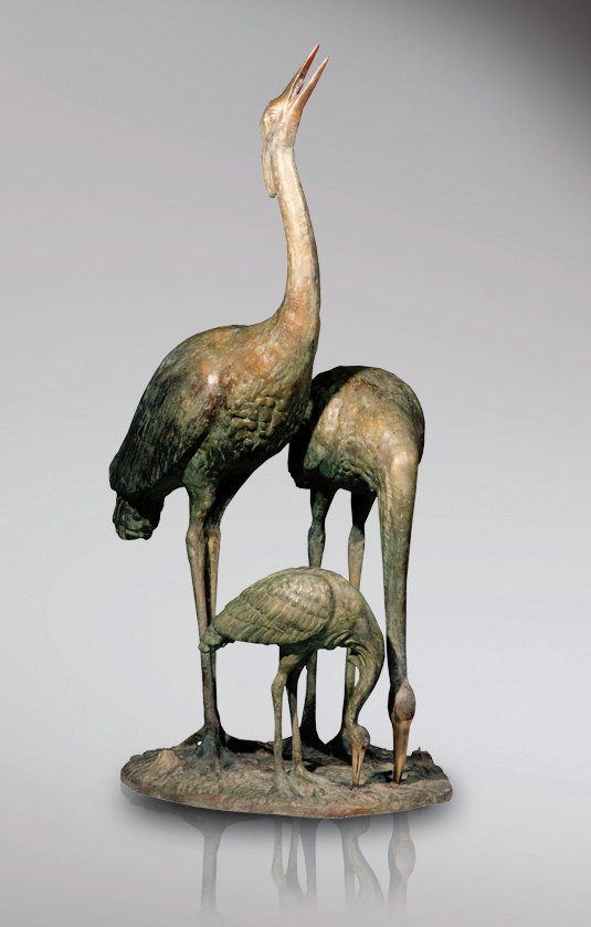 Large Group of Herons Bronze Sculpture