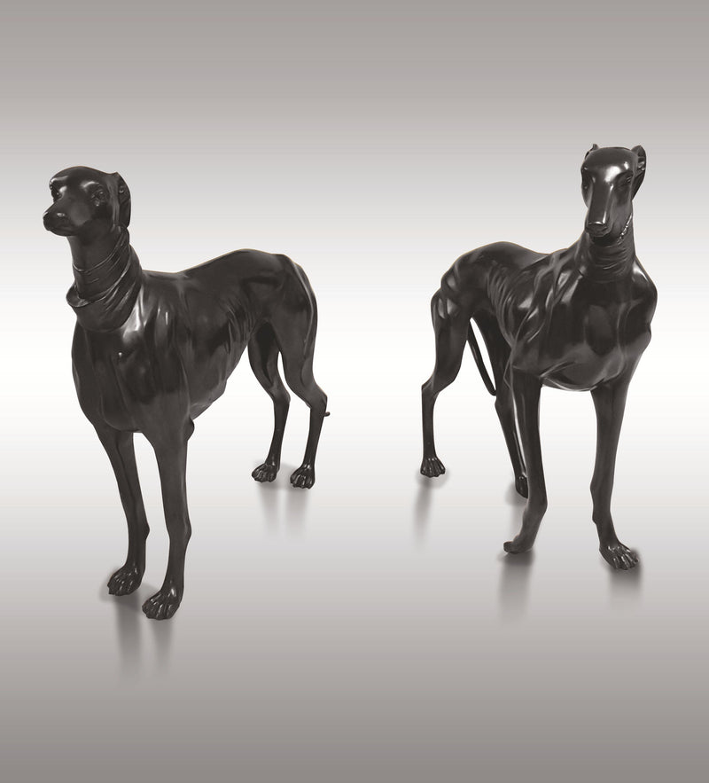 Pair of Greyhounds Bronze Sculpture