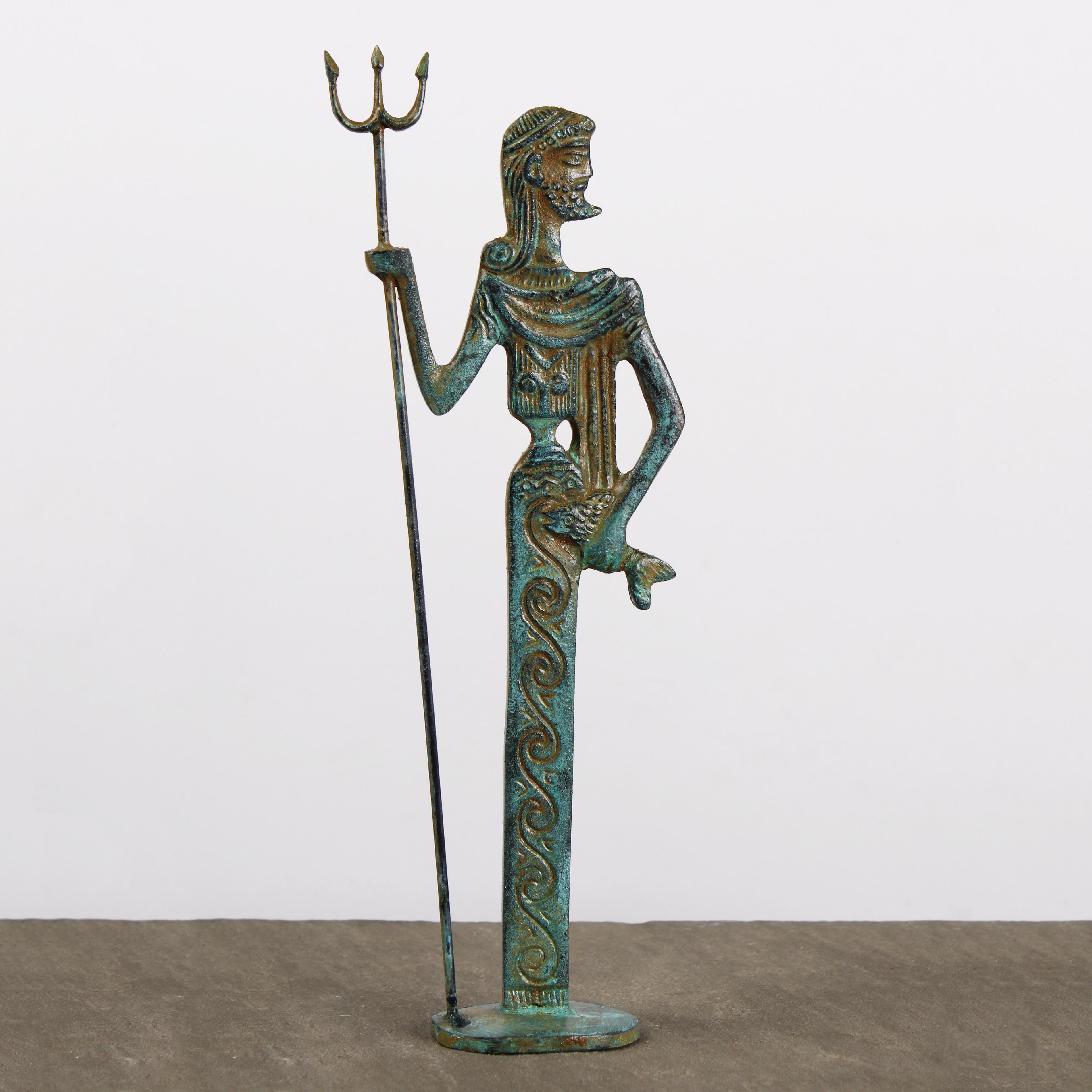 Poséidon Neptune avec trident sur vague Sculpture en bronze Poséidon Neptune avec trident sur vague Sculpture en bronze