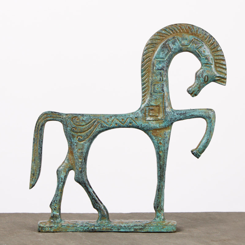 Greek Horse Statue - Small (Green Bronze)