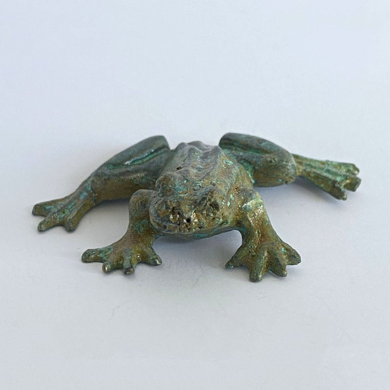 Antique Brass Frog Figurine, Small Frog Ornament, Collectable