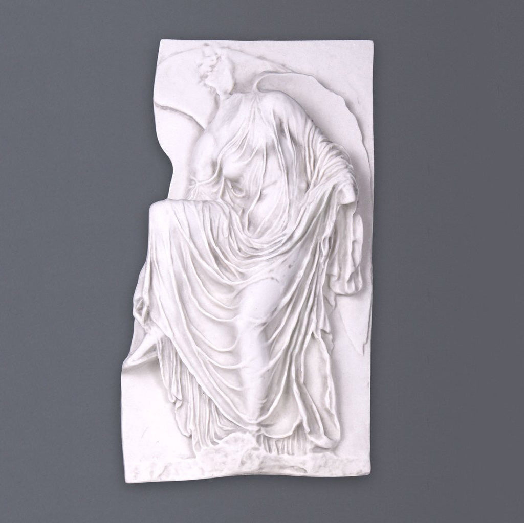 Nike Adjusting Her Sandal Bas-relief - Marble – The Ancient