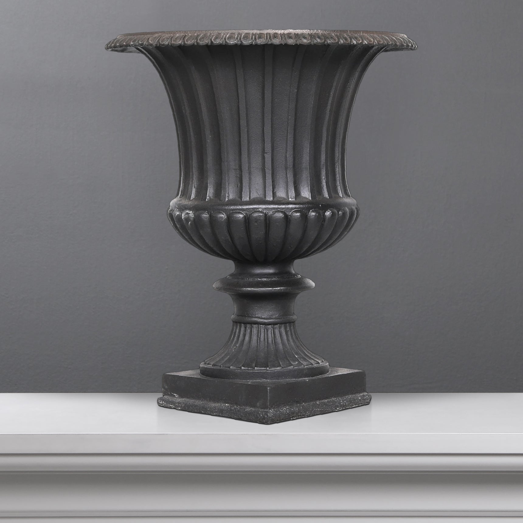 Black Urn Planter with Stribes marble Greek Roman large The Ancient Home