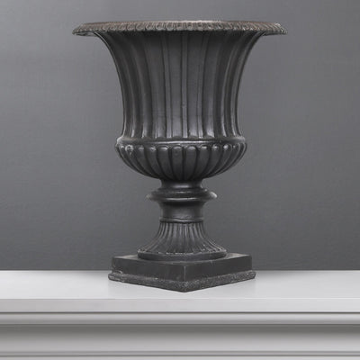 Black Urn Planter with Stribes