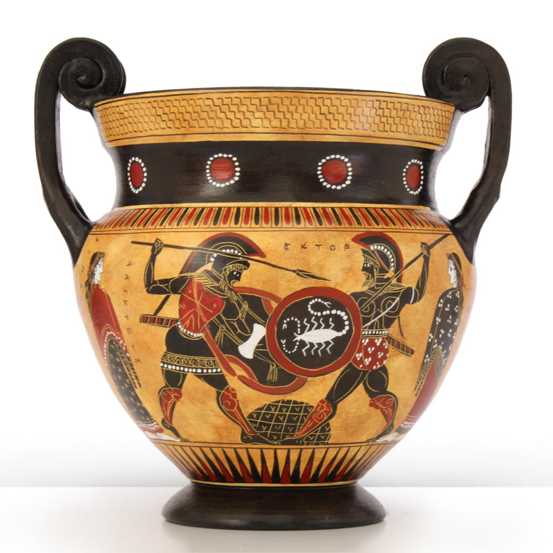 Ancient Greek Black-Figure Chalcidian Krater with Achilles and Hector Pottery - The Ancient Home