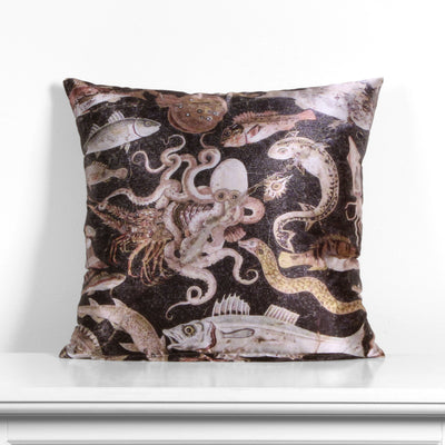 Ancient Octopus Mosaic Pompenian Shiny Cushion
