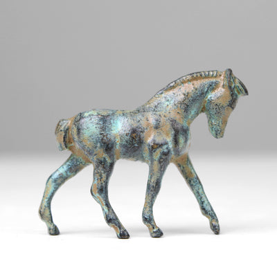 Baby Horse Statue (Green Bronze) - Young Foal
